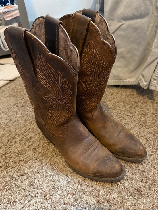 Ariat Shoes - Ariat Brown Leather Western Boots with Decorative Stitching